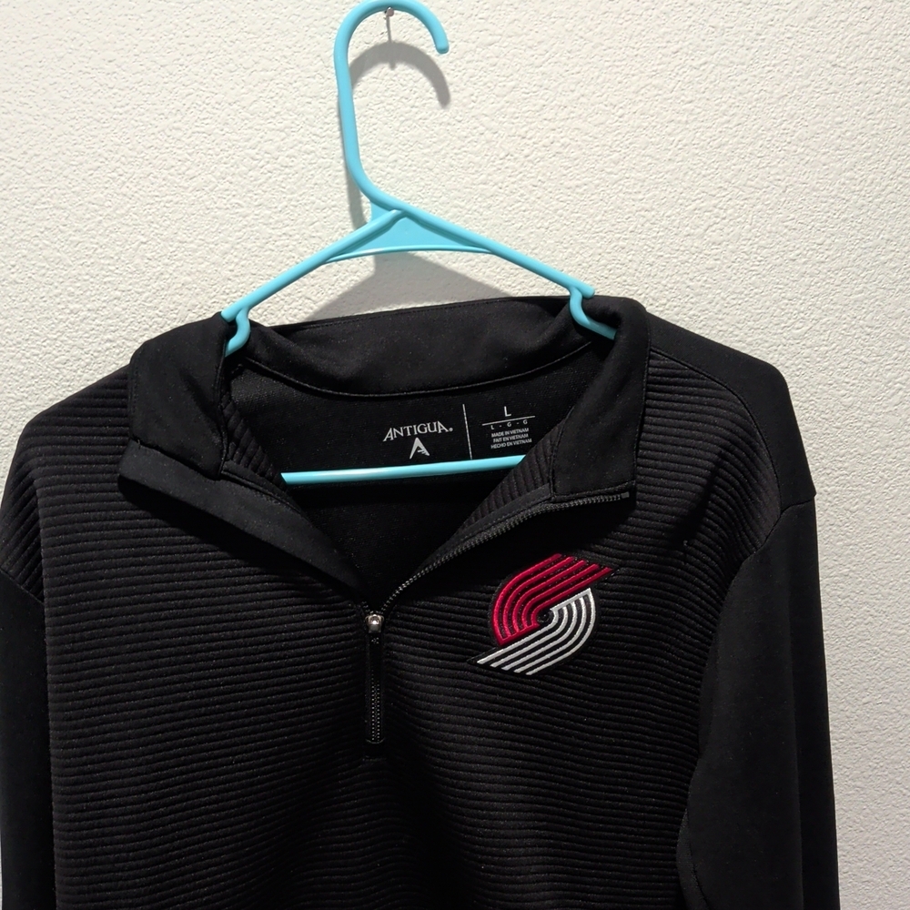 Portland Trailblazers Antigua Black Quarter-Zip Pullover